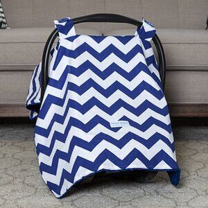 Blue and White Chevron Car Seat Cover